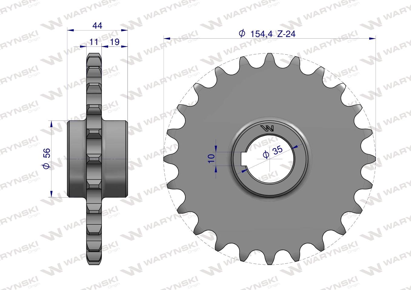 Koło łańcuchowe stalowe hartowane Z-24 3/4 fi-35 zastosowanie Bizon WARYŃSKI