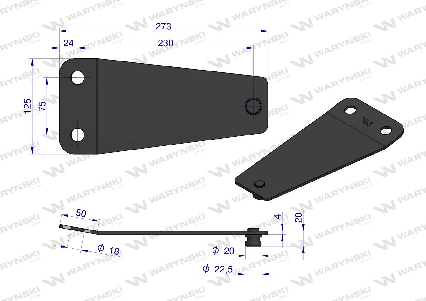 Trzymak noża kosiarka rotacyjna ZTR-165 czeska Waryński 508904006 532295036410 95036401 532.9.5036.401.2 