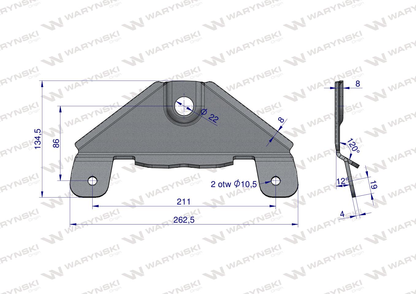 Trzymak noża kosiarka dyskowa zastosowanie Samasz KT 225052700/4 540032000 Waryński
