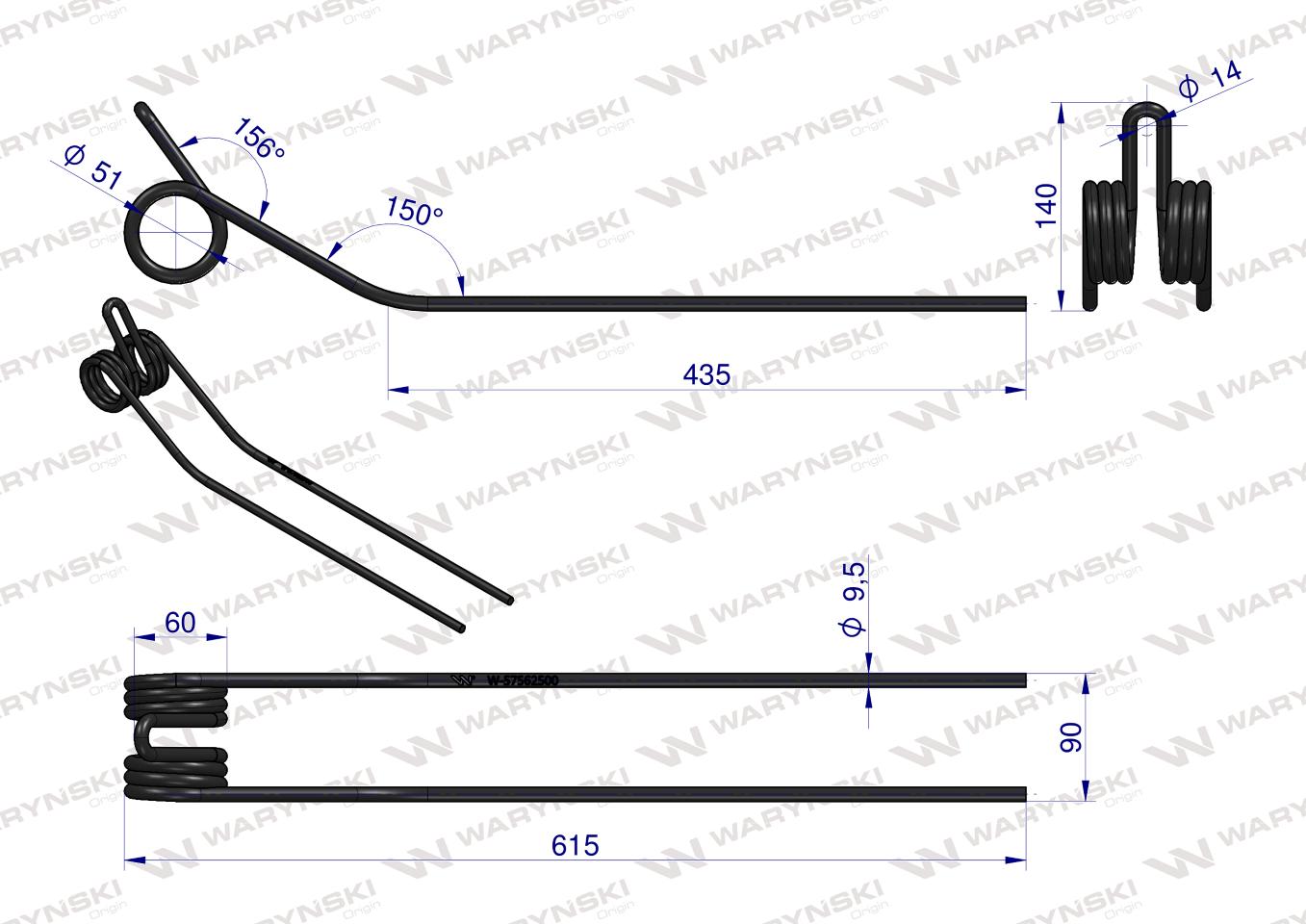 Palec przetrząsaczo-zgrabiarki zastosowanie Kuhn Waryński
