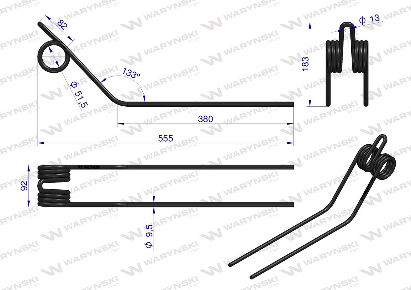 Palec zgrabiarki pokosowej zastosowanie Kuhn Waryński