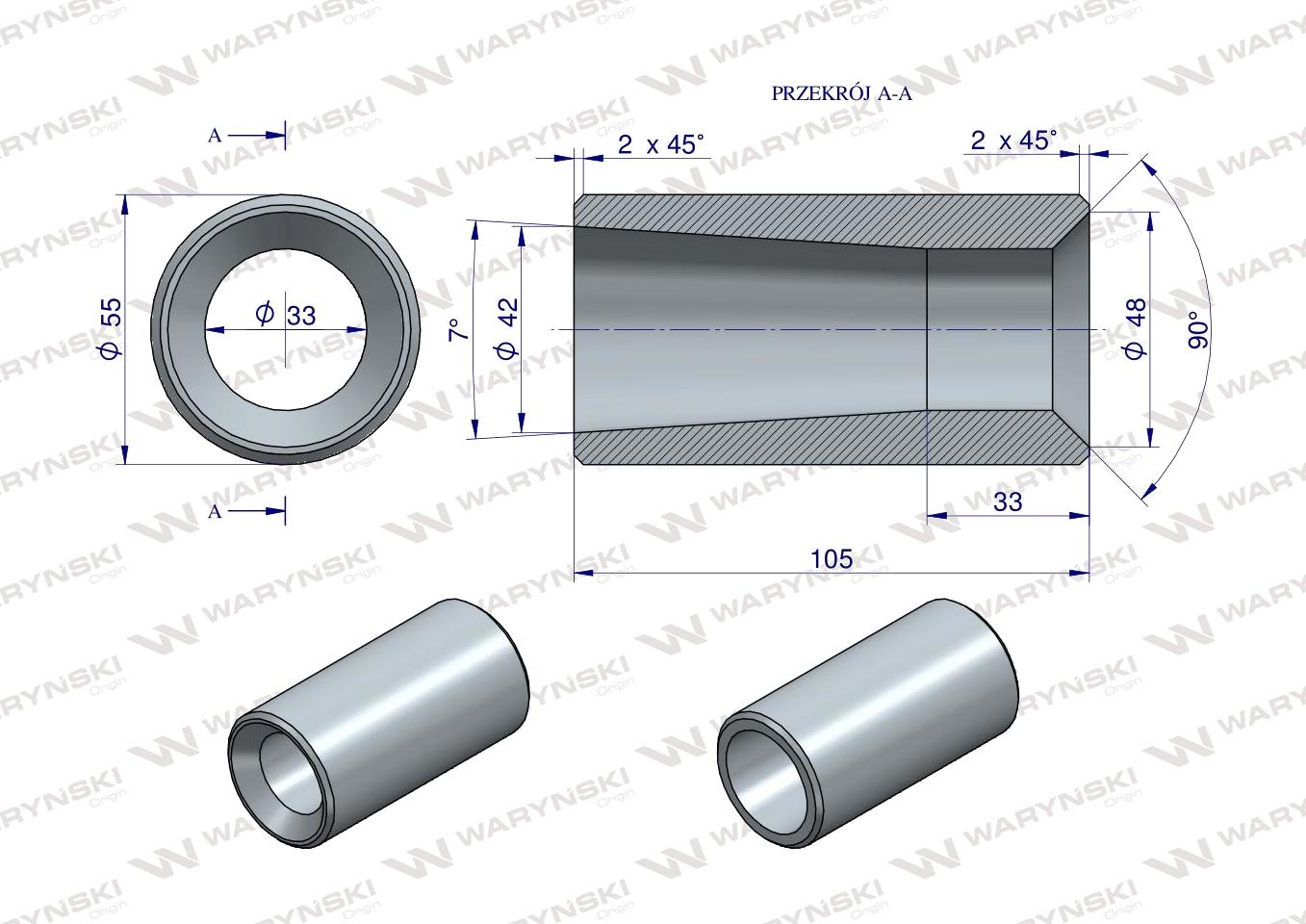 Tuleja zęba ładowacza do zęba 1200 Tur Waryński