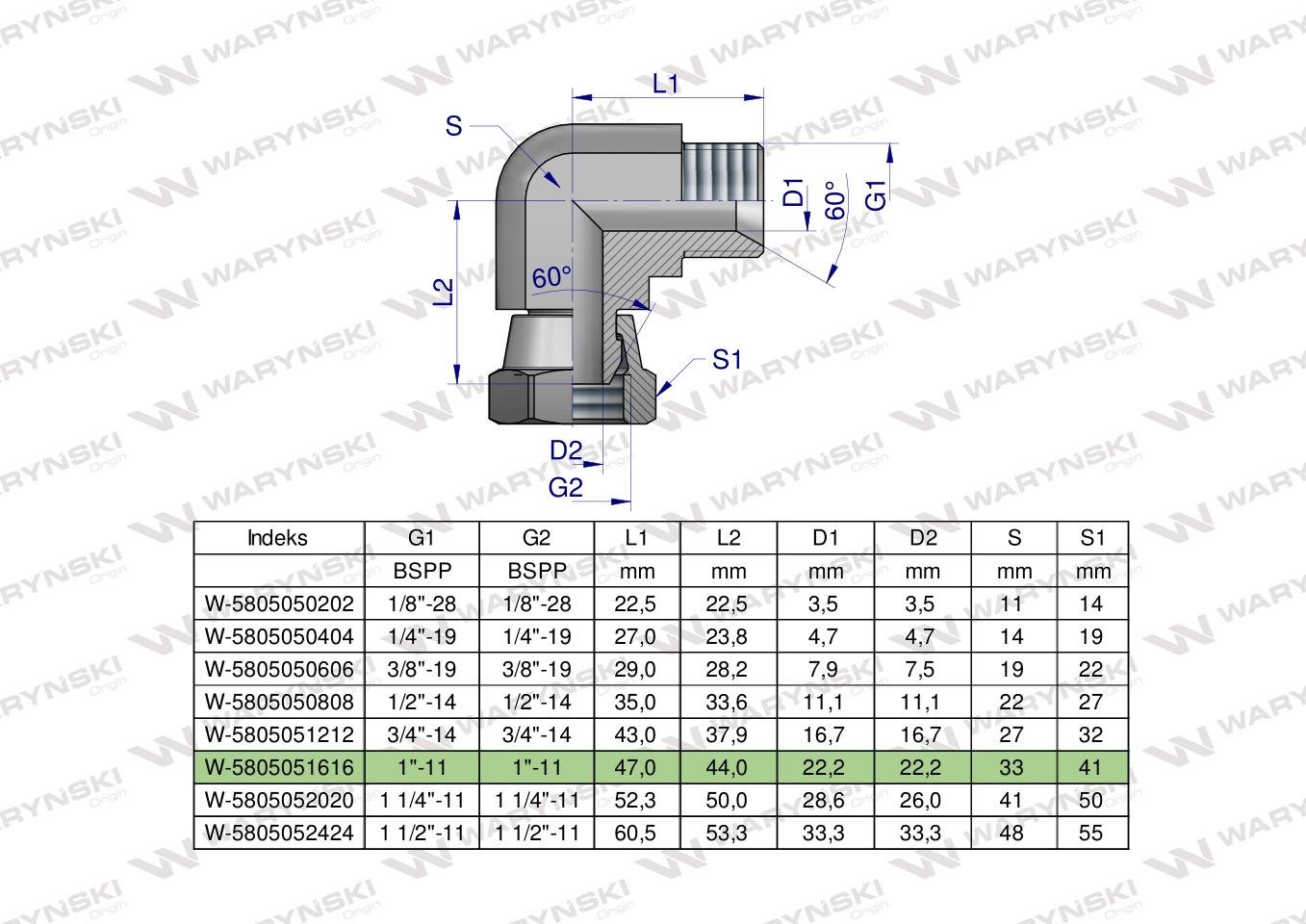 Kolanko hydrauliczne calowe AB 1" BSP Waryński
