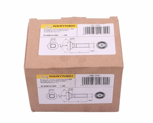 Śruba kpl. płużna podsadzana D 608 M14x80 mm kl.10.9 Waryński ( sprzedawane po 10 )