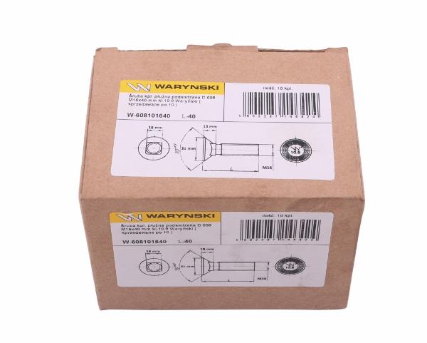 Śruba kpl. płużna podsadzana D 608 M16x80 mm kl.10.9 Waryński ( sprzedawane po 10 )