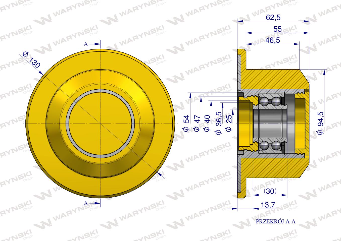 Rolka, podporowa PU 95x62.5x25, zastosowanie 27584610 08800315 Grimme, Waryński
