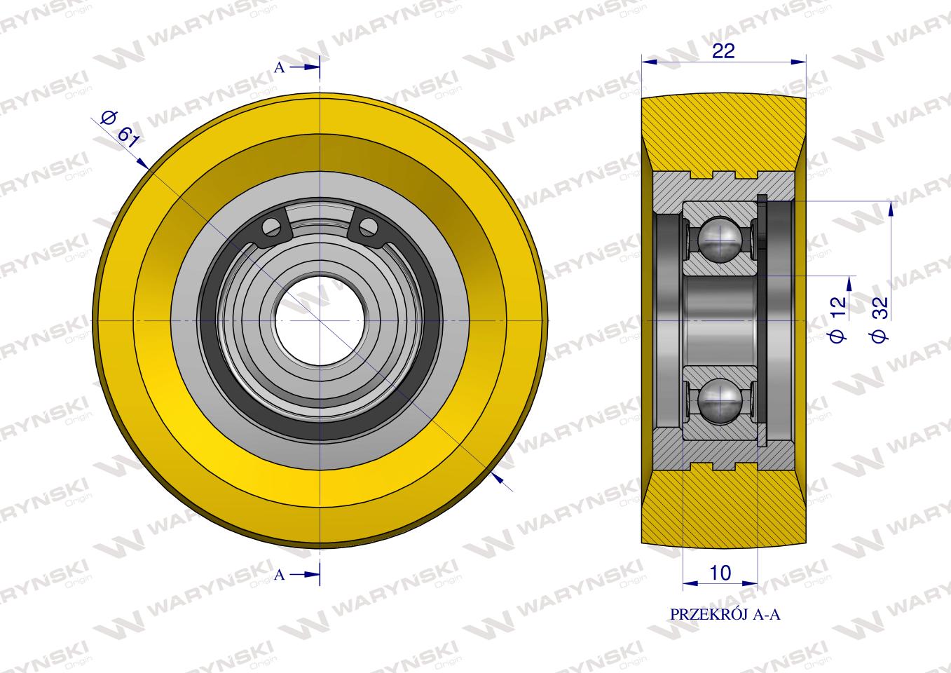 Rolka podporowa, PU62x21x12, zastosowanie 08800259 20017208 Grimme, Waryński