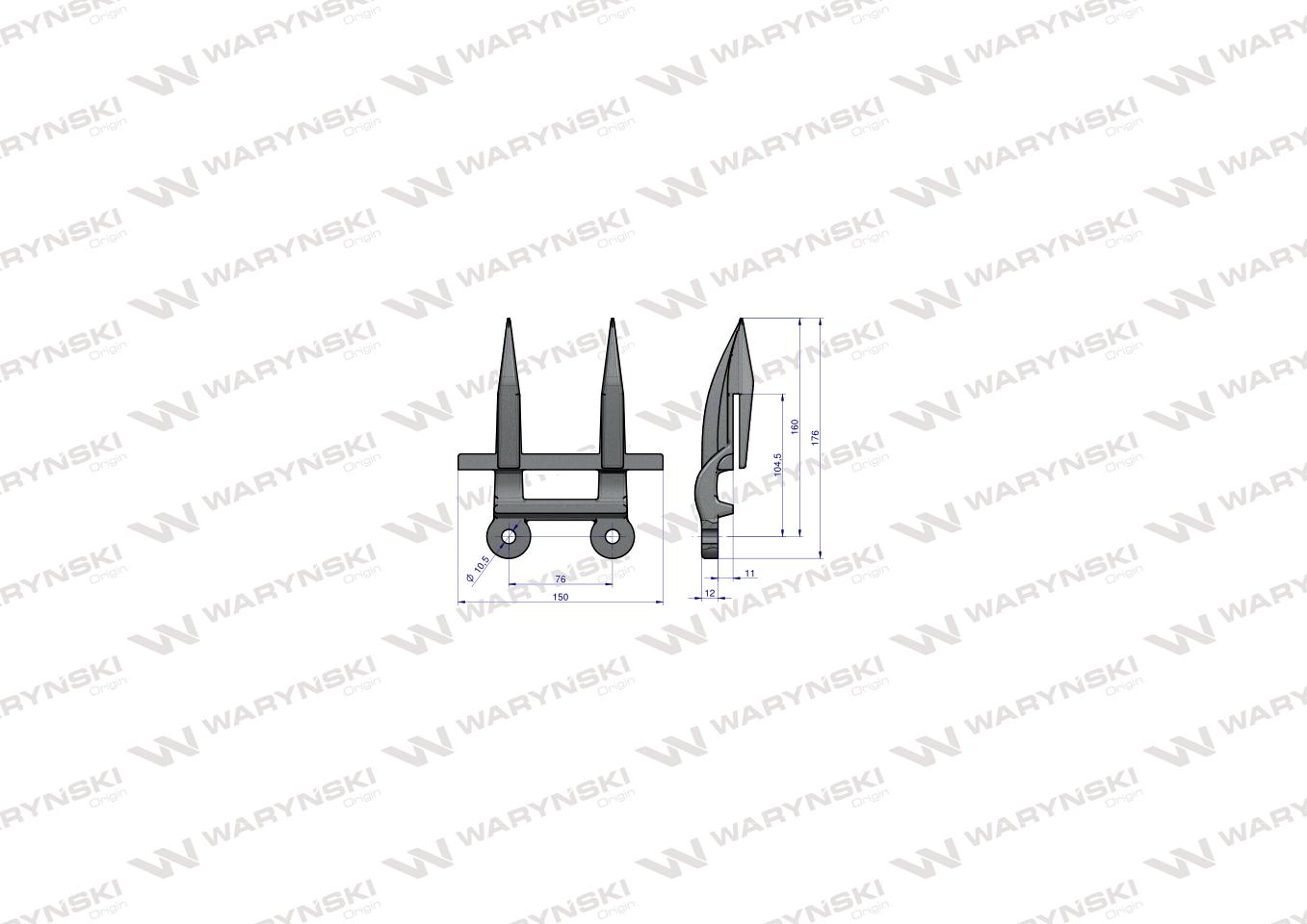 Bagnet palec podwójny hartowany zastosowanie Claas 626295.2 676235 Waryński