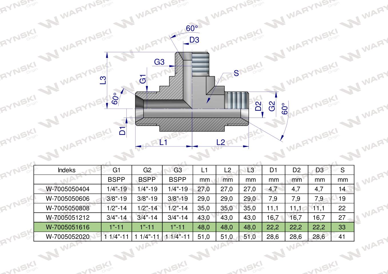 Trójnik hydrauliczny calowy BBB 1" BSP (XT) Waryński