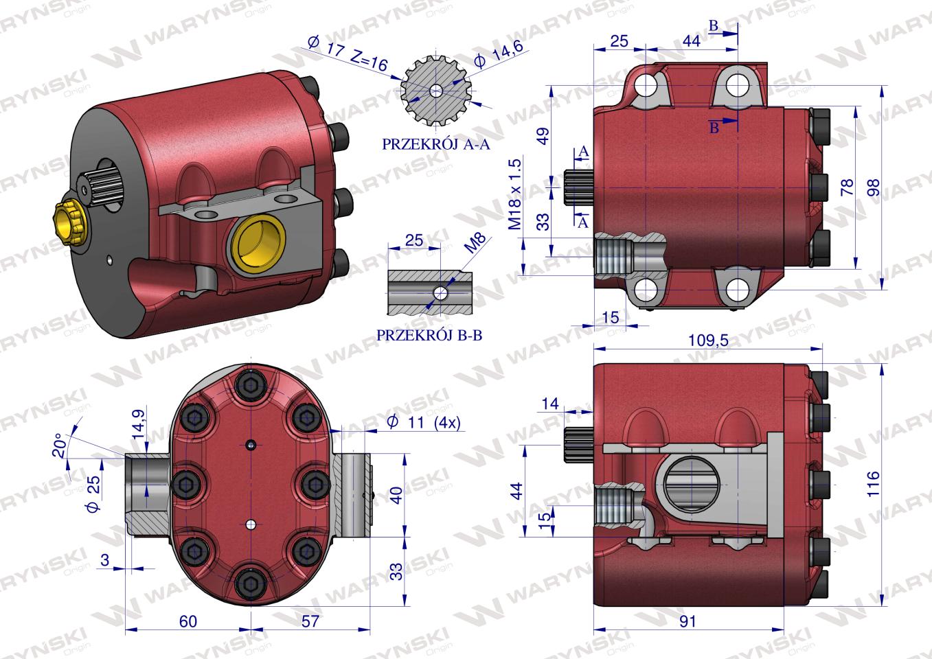 Pompa hydrauliczna 5211-7745 Wzmocniona 42l/min ZETOR WARYŃSKI