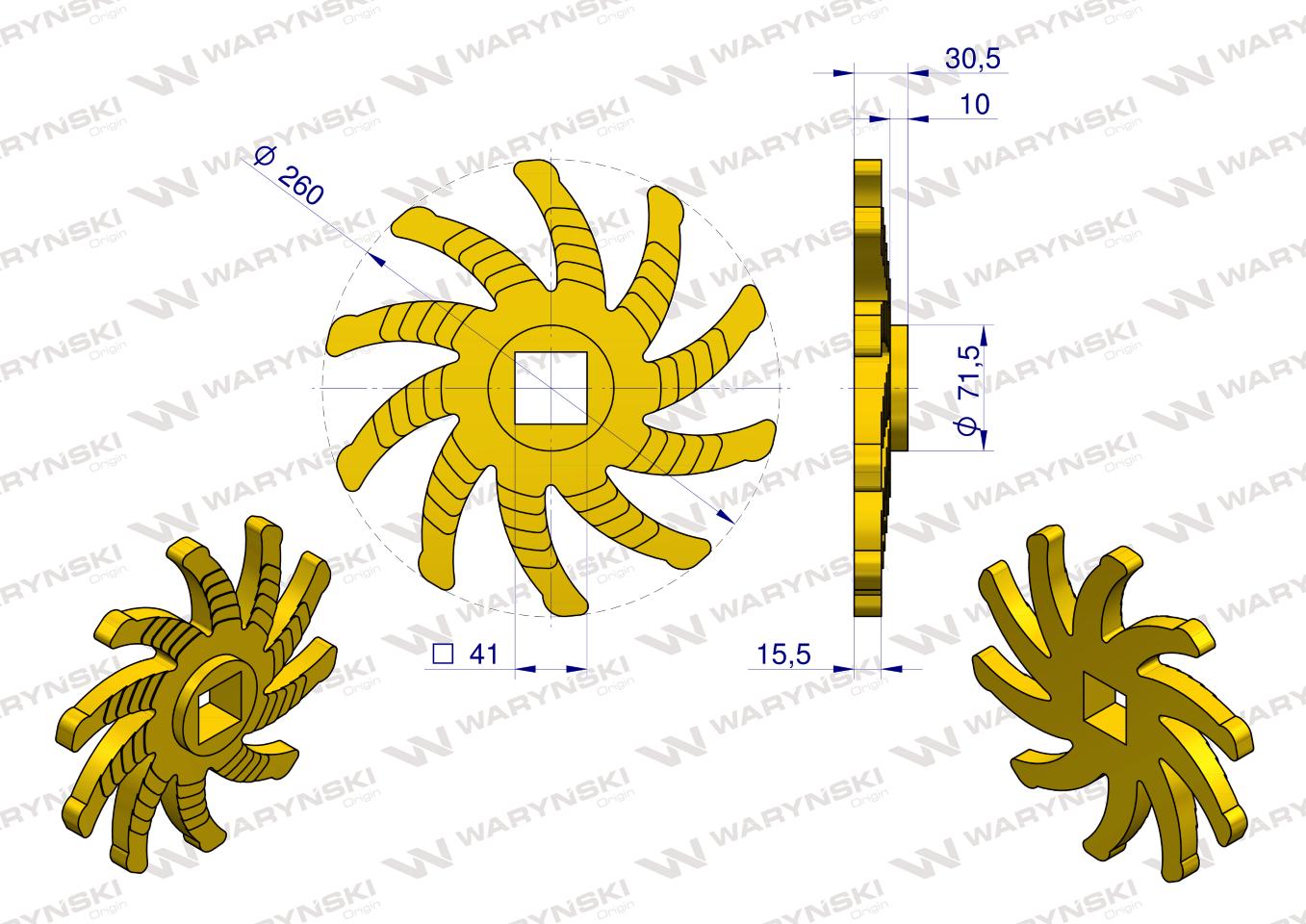 Tarcza sortująca prawa. 10 palców. 256 x 30 x 40.5 mm zastosowanie 08800823 Grimme WARYŃSKI