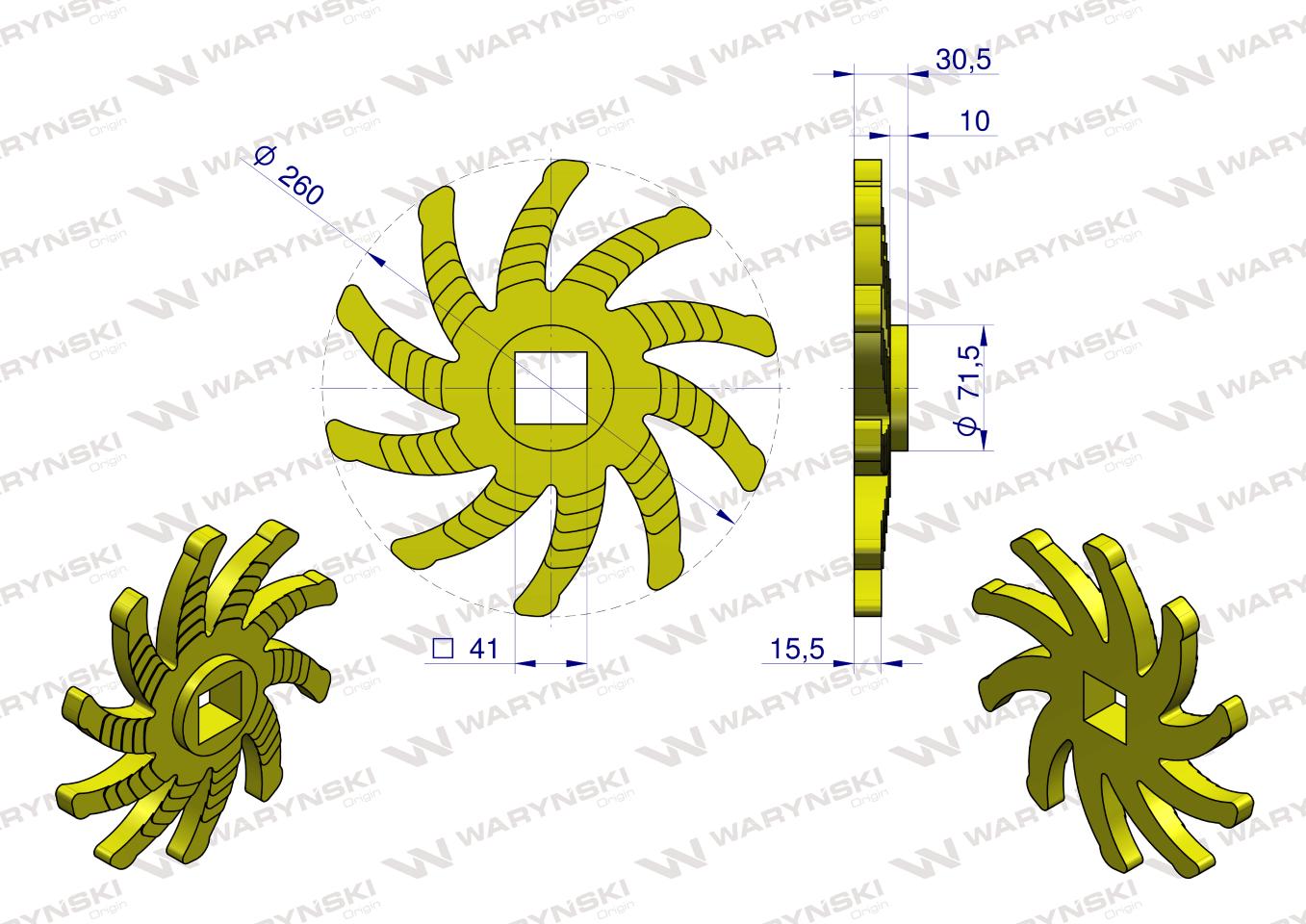 Tarcza sortująca lewa. 10 palców. 256 x 30 x 40.5 mm zastosowanie 08800825 Grimme WARYŃSKI