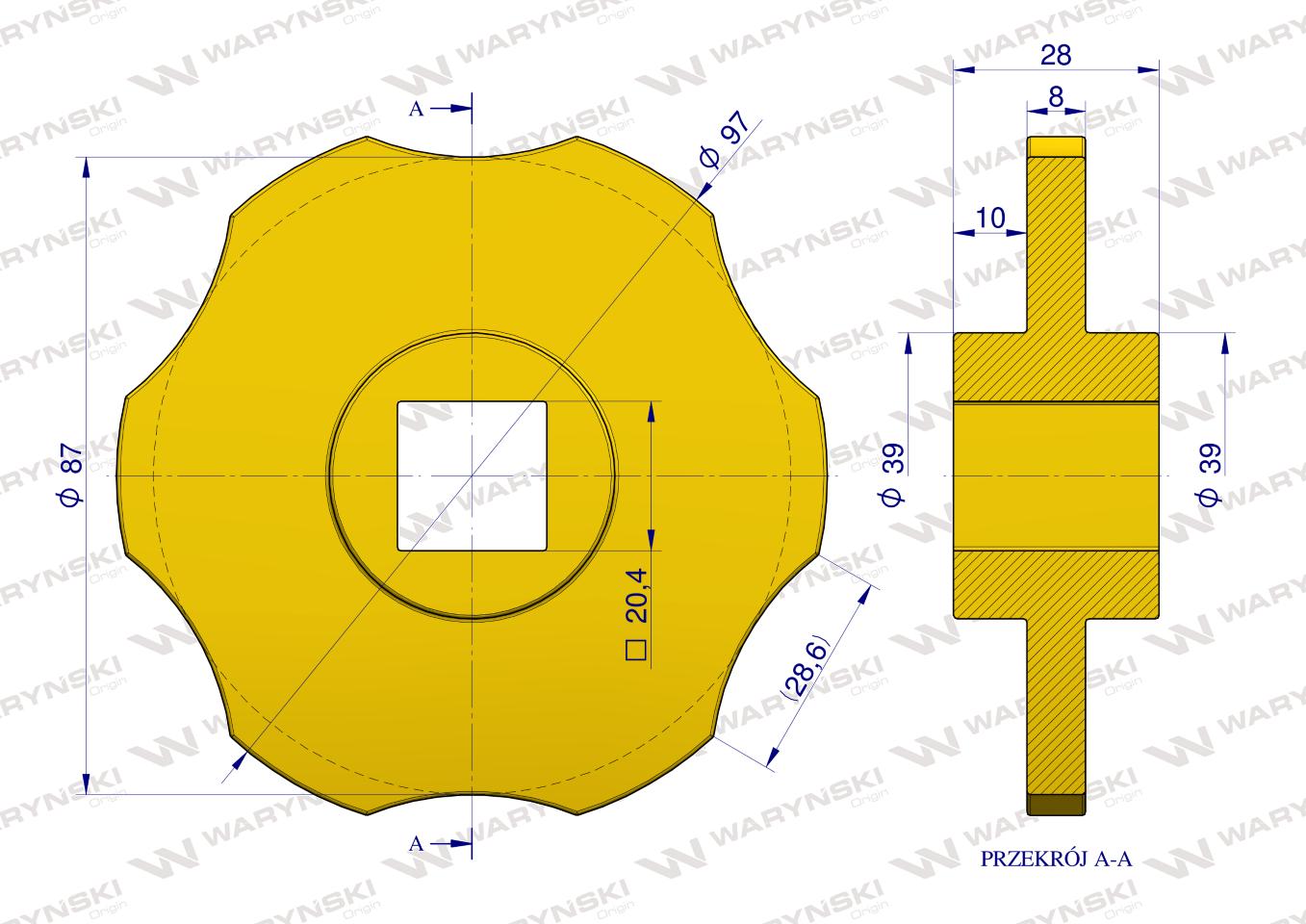 Tarcza, sortująca wcięta 99 x 28 x 21 mm, zastosowanie 08800251 Grimme, Waryński