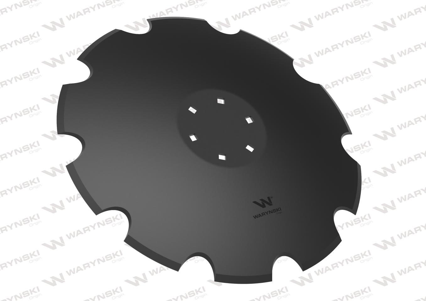 Talerz, uzębiony Z-10 fi 560 mocowanie 6/120 grubość 4,5 mm stal borowa prosta piasta, Tolmet, Waryński