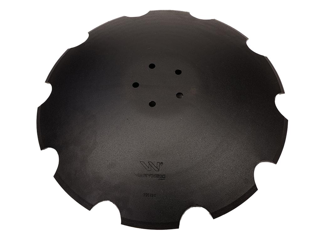Talerz, uzębiony Z-10 fi 560 mocowanie 5/98 grubość 4,5 mm stal borowa prosta piasta, Waryński