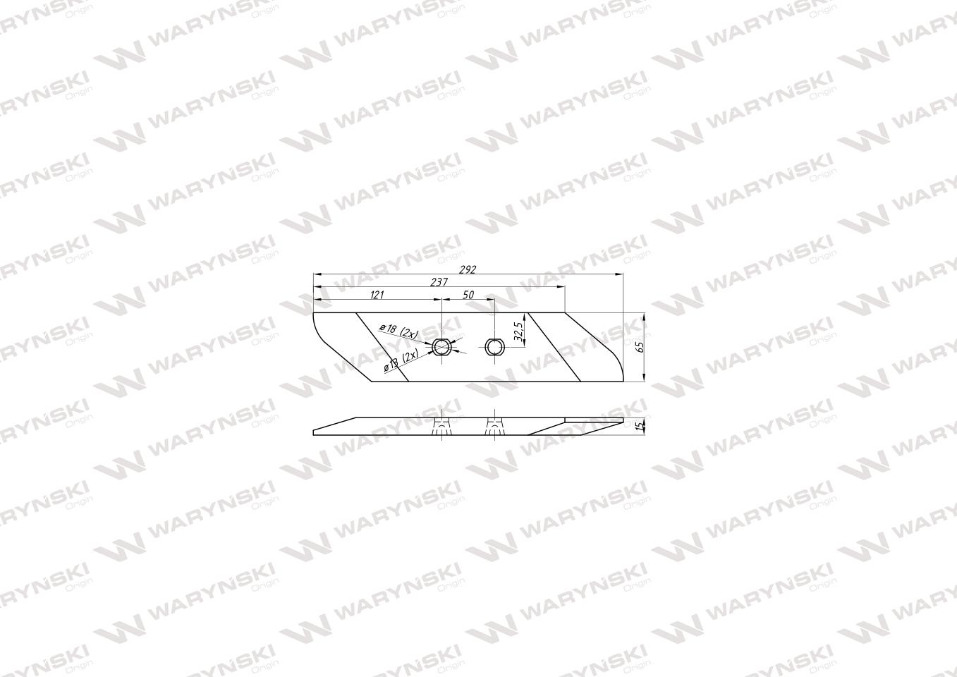 Dłuto, nakładka lemiesza obracalna lewa zastosowanie Vogel&Noot PK801102 Pług  stal borowa WARYŃSKI