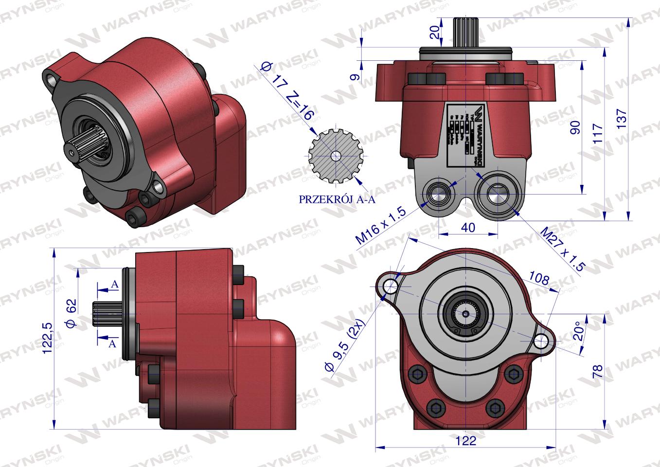 Pompa wspomagania wzmocniona 85806201 PZS-ZCT-21L C-385 6-cyl WARYŃSKI