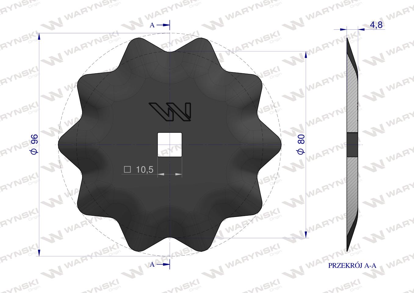 Nóż paszowozu okrągły (gwiazdka) 96x5 mm zastosowanie do Luclar Waryński (sprzedawana po 10)