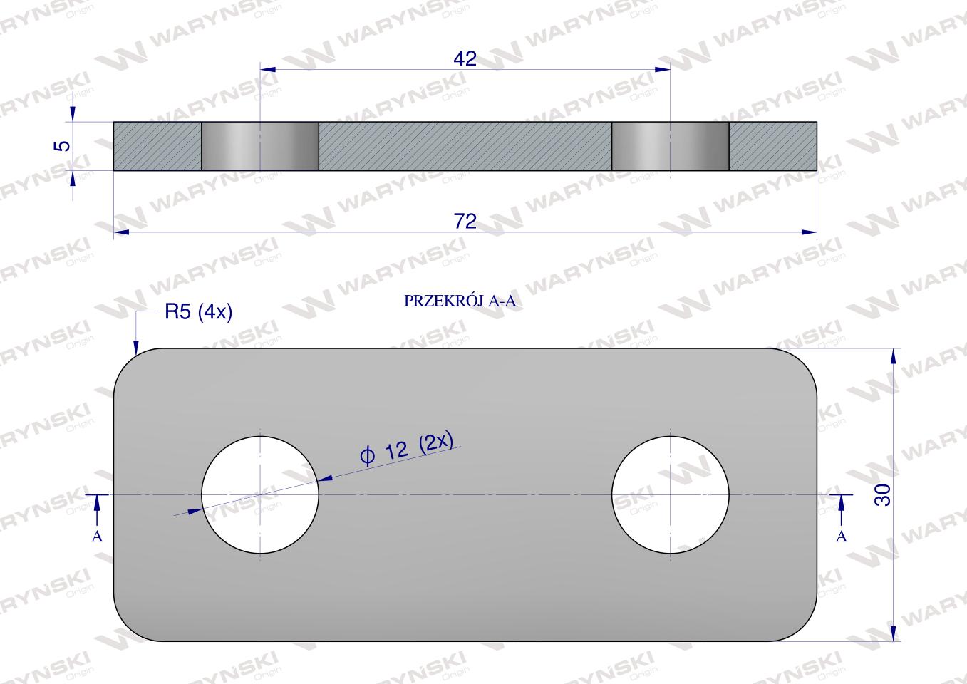 Płytka, dwuotworowa Jarzma M10 30, Waryński