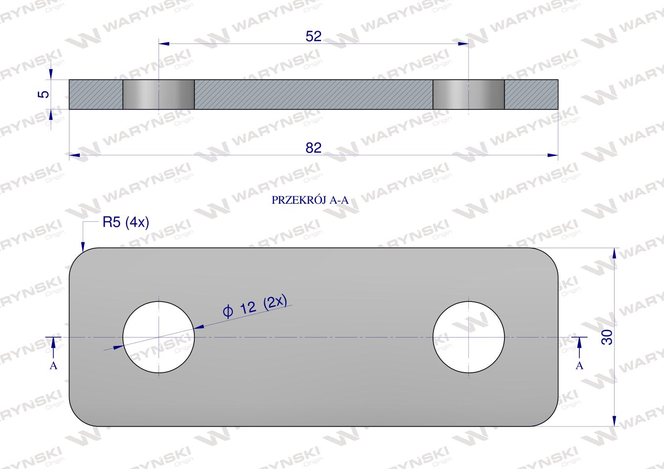 Płytka, dwuotworowa Jarzma M10 40, Waryński