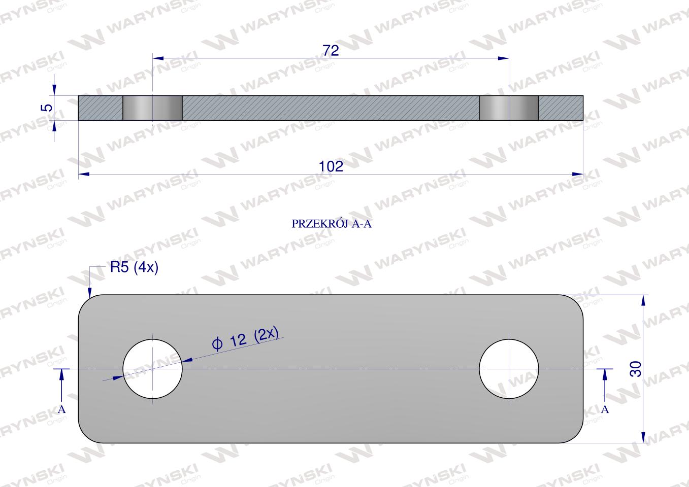 Płytka, dwuotworowa Jarzma M10 60, Waryński