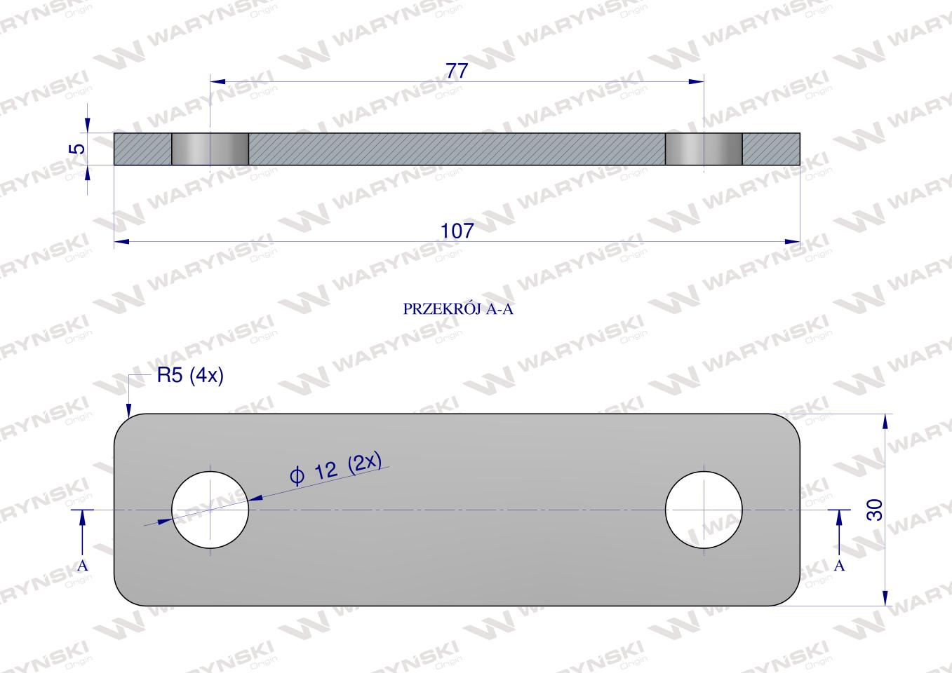 Płytka, dwuotworowa Jarzma M10 65, Waryński