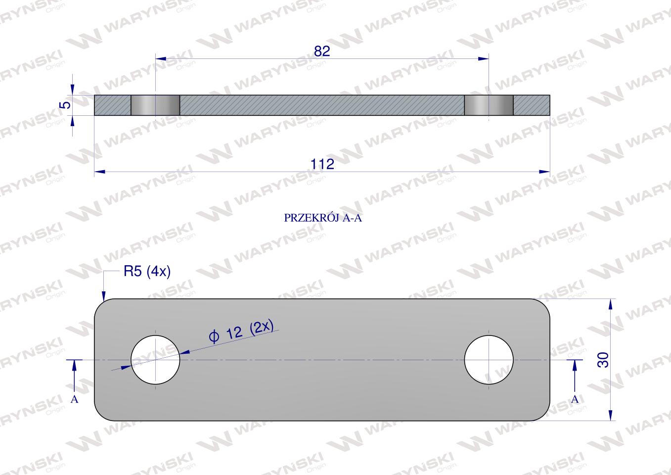 Płytka, dwuotworowa Jarzma M10 70, Waryński