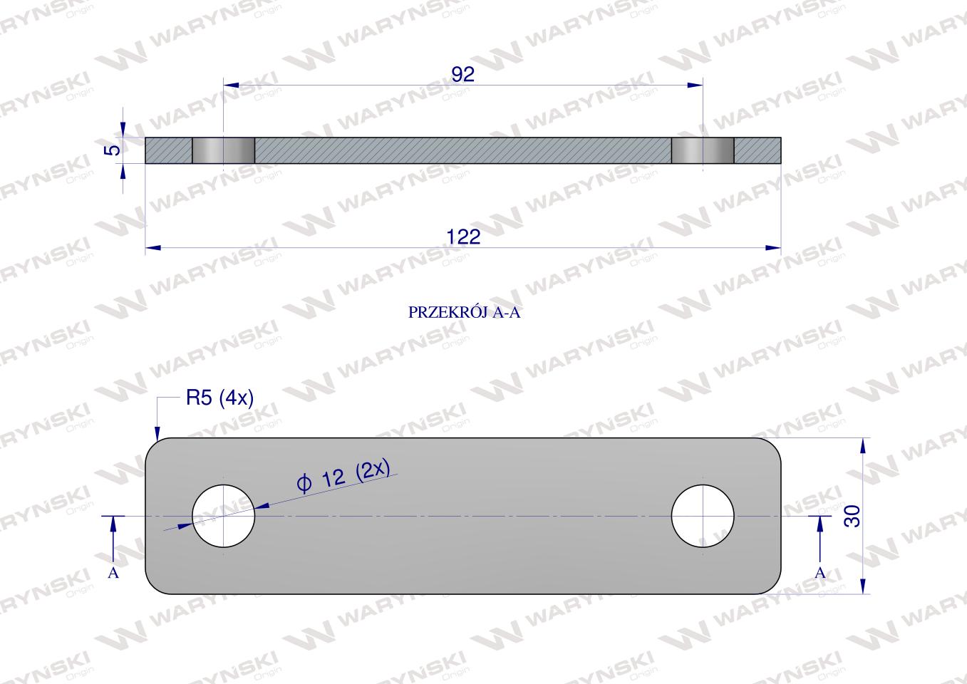 Płytka, dwuotworowa Jarzma M10 80, Waryński