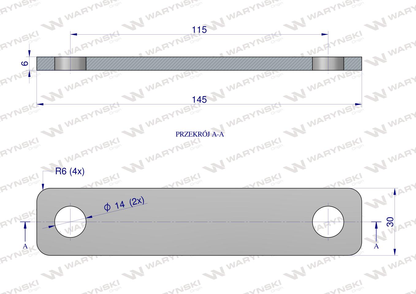 Płytka, dwuotworowa Jarzma M12 100, Waryński