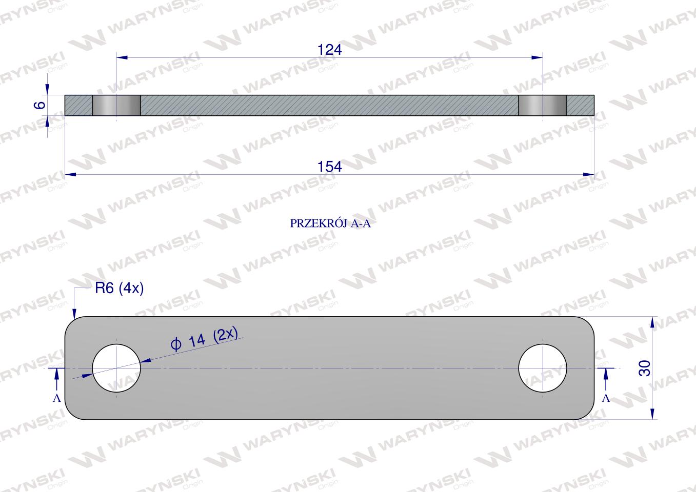 Płytka, dwuotworowa Jarzma M12 110, Waryński