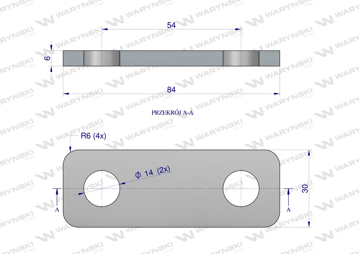 Płytka, dwuotworowa Jarzma M12 40, Waryński