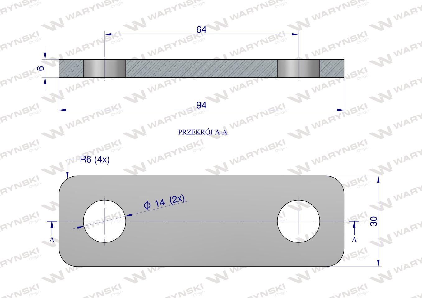 Płytka, dwuotworowa Jarzma M12 50, Waryński