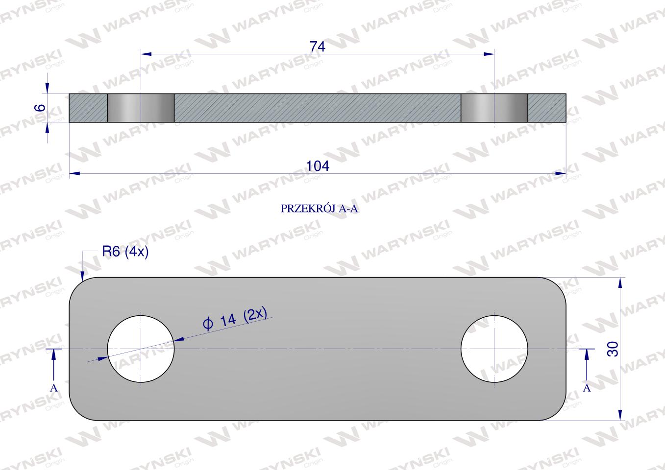 Płytka, dwuotworowa Jarzma M12 60, Waryński