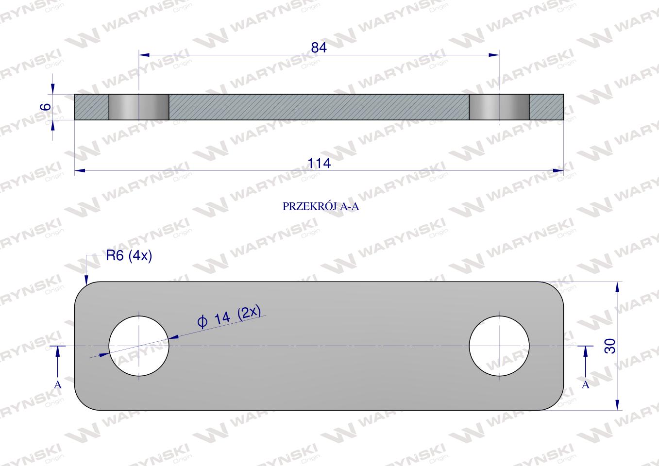 Płytka, dwuotworowa Jarzma M12 70, Waryński