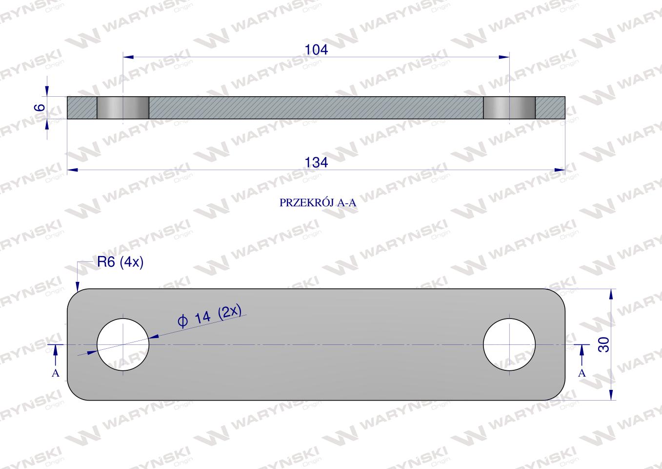 Płytka, dwuotworowa Jarzma M12 90, Waryński