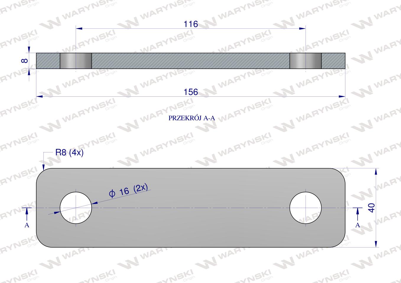 Płytka, dwuotworowa Jarzma M14 100, Waryński