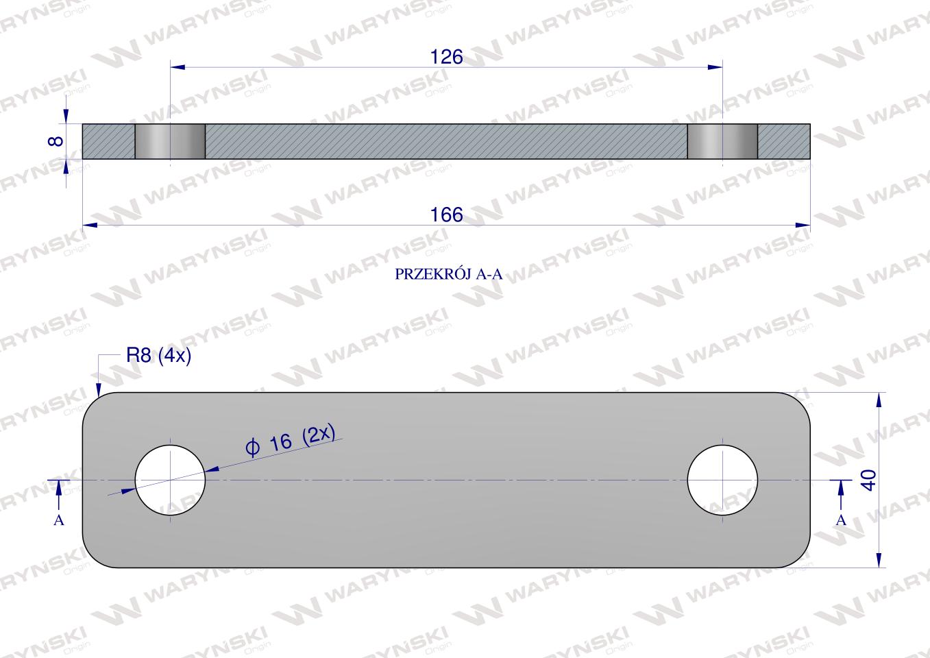 Płytka, dwuotworowa Jarzma M14 110, Waryński