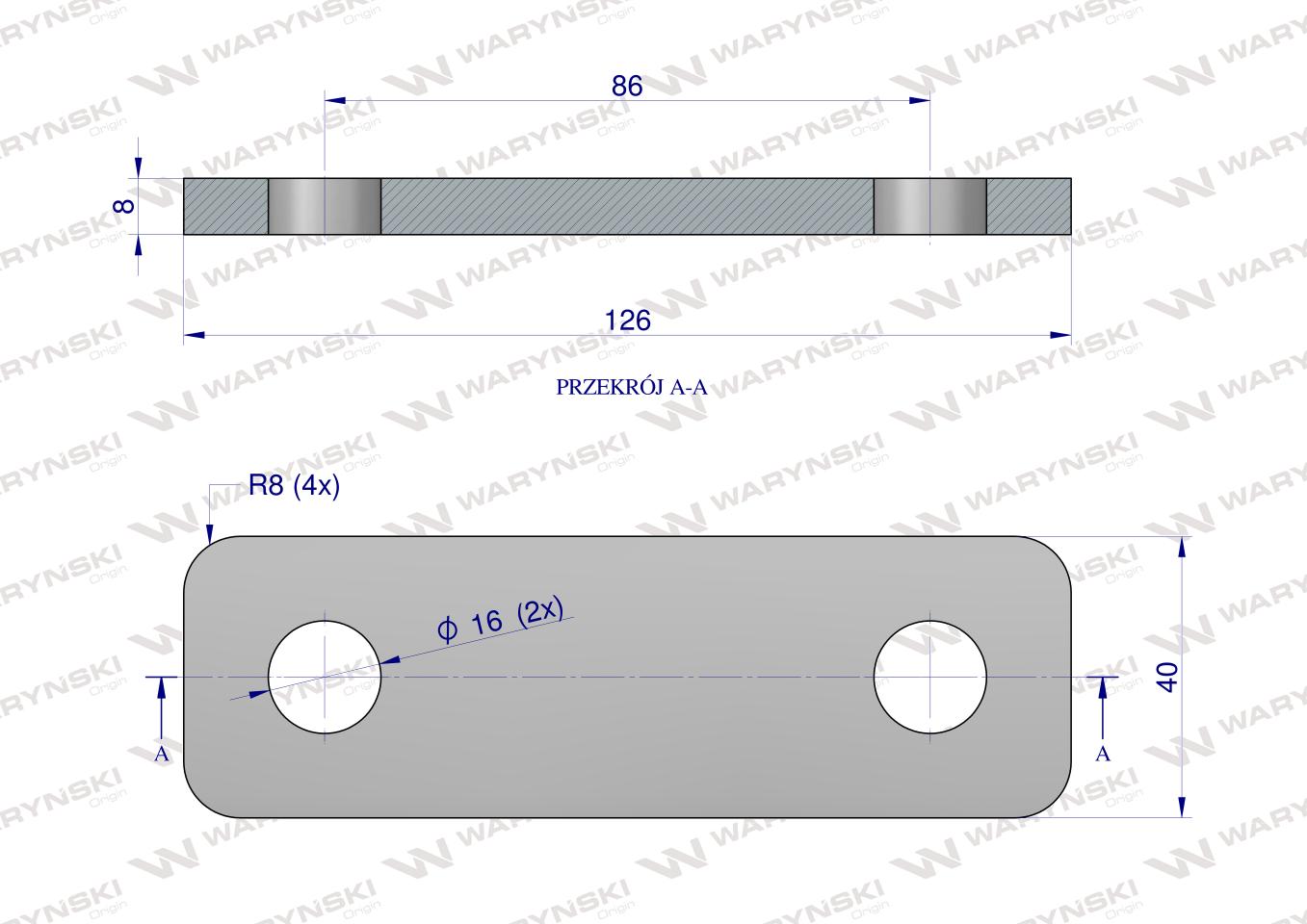 Płytka, dwuotworowa Jarzma M14 70, Waryński