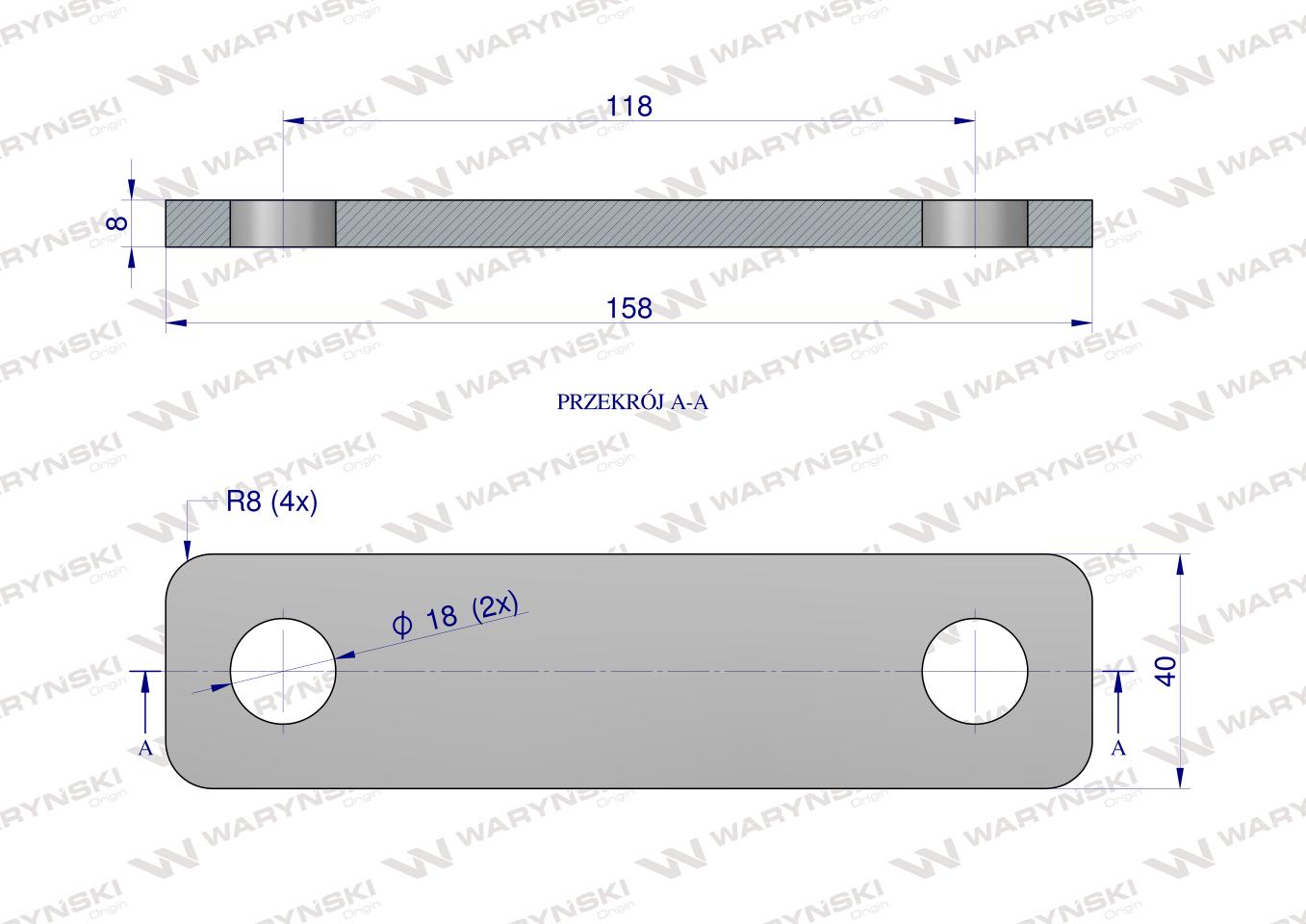 Płytka, dwuotworowa Jarzma M16 100, Waryński