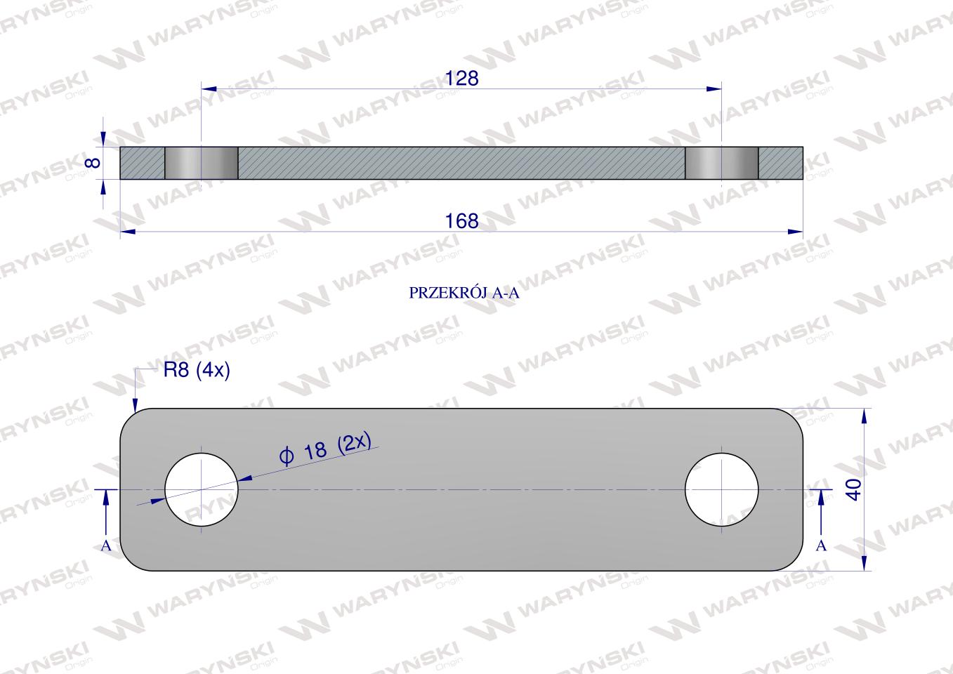 Płytka, dwuotworowa Jarzma M16 110, Waryński