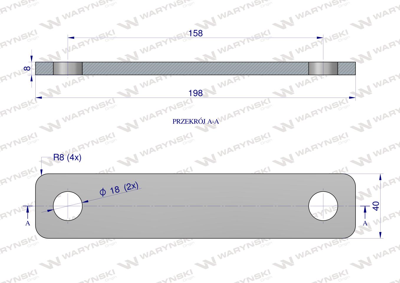 Płytka, dwuotworowa Jarzma M16 140, Waryński