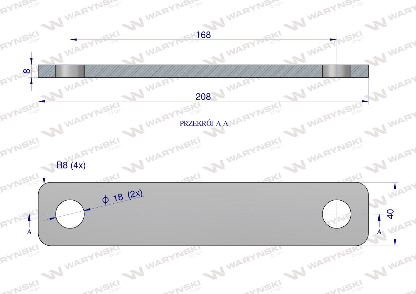 Płytka, dwuotworowa Jarzma M16 150, Waryński