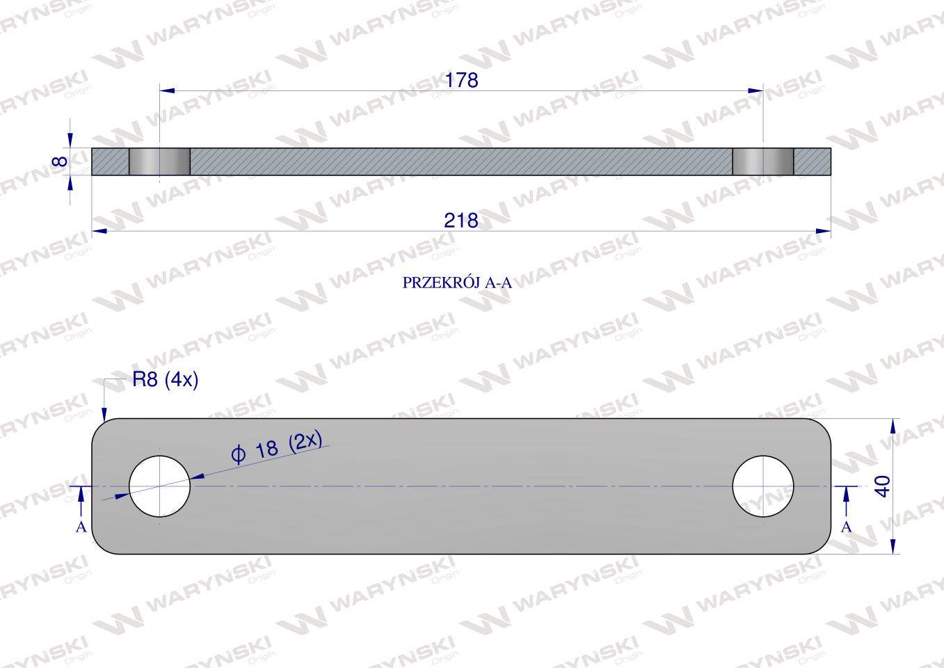 Płytka, dwuotworowa Jarzma M16 160, Waryński