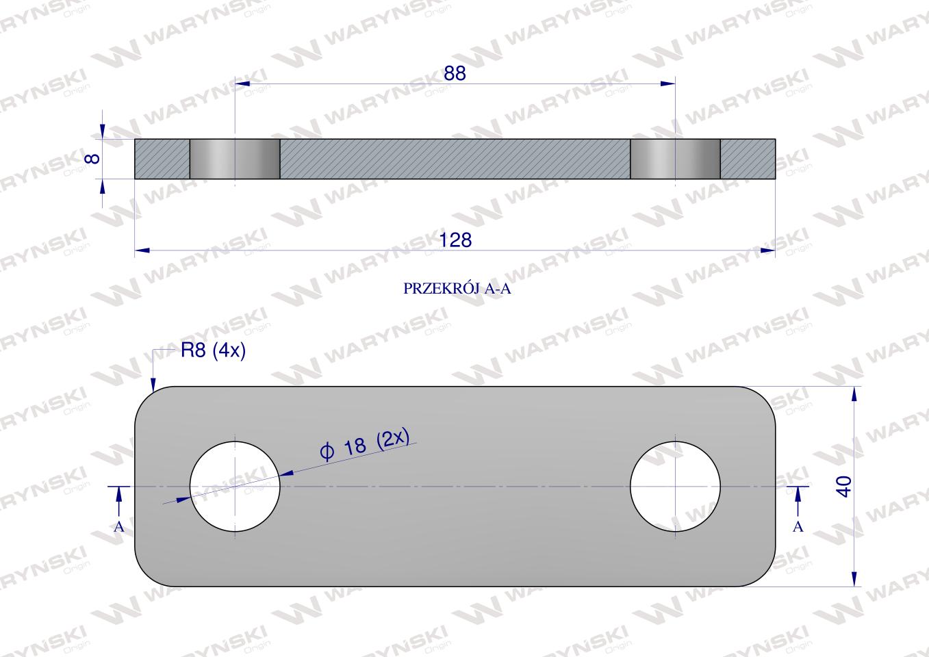 Płytka, dwuotworowa Jarzma M16 70, Waryński