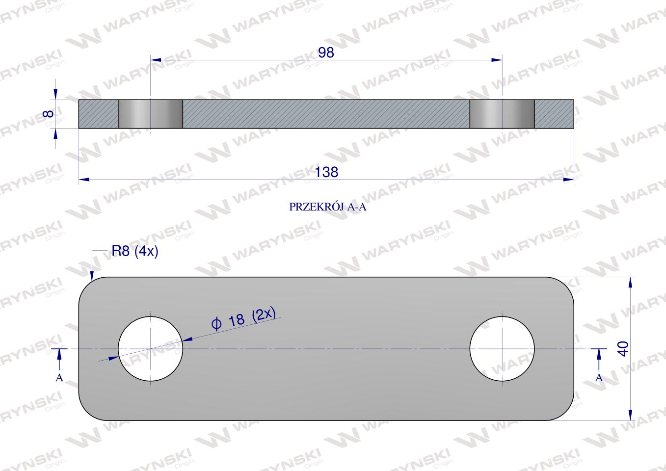 Płytka, dwuotworowa Jarzma M16 80, Waryński