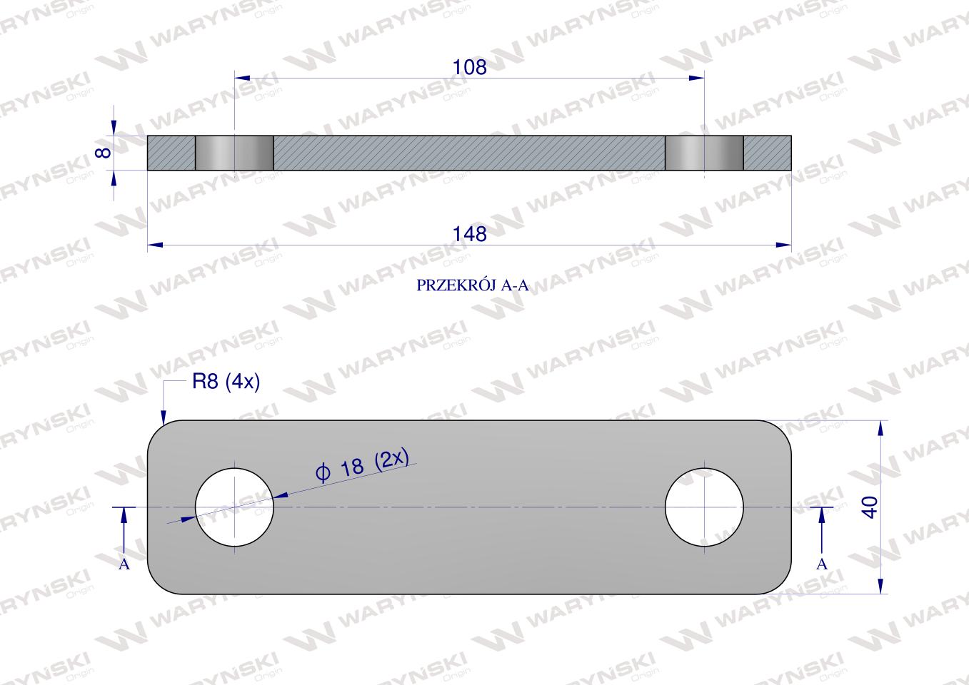 Płytka, dwuotworowa Jarzma M16 90, Waryński