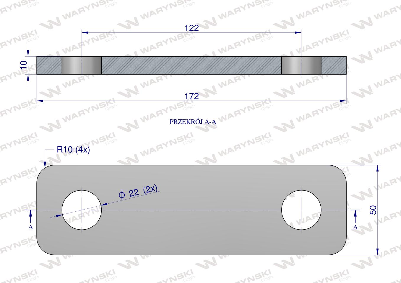 Płytka, dwuotworowa Jarzma M20 100, Waryński