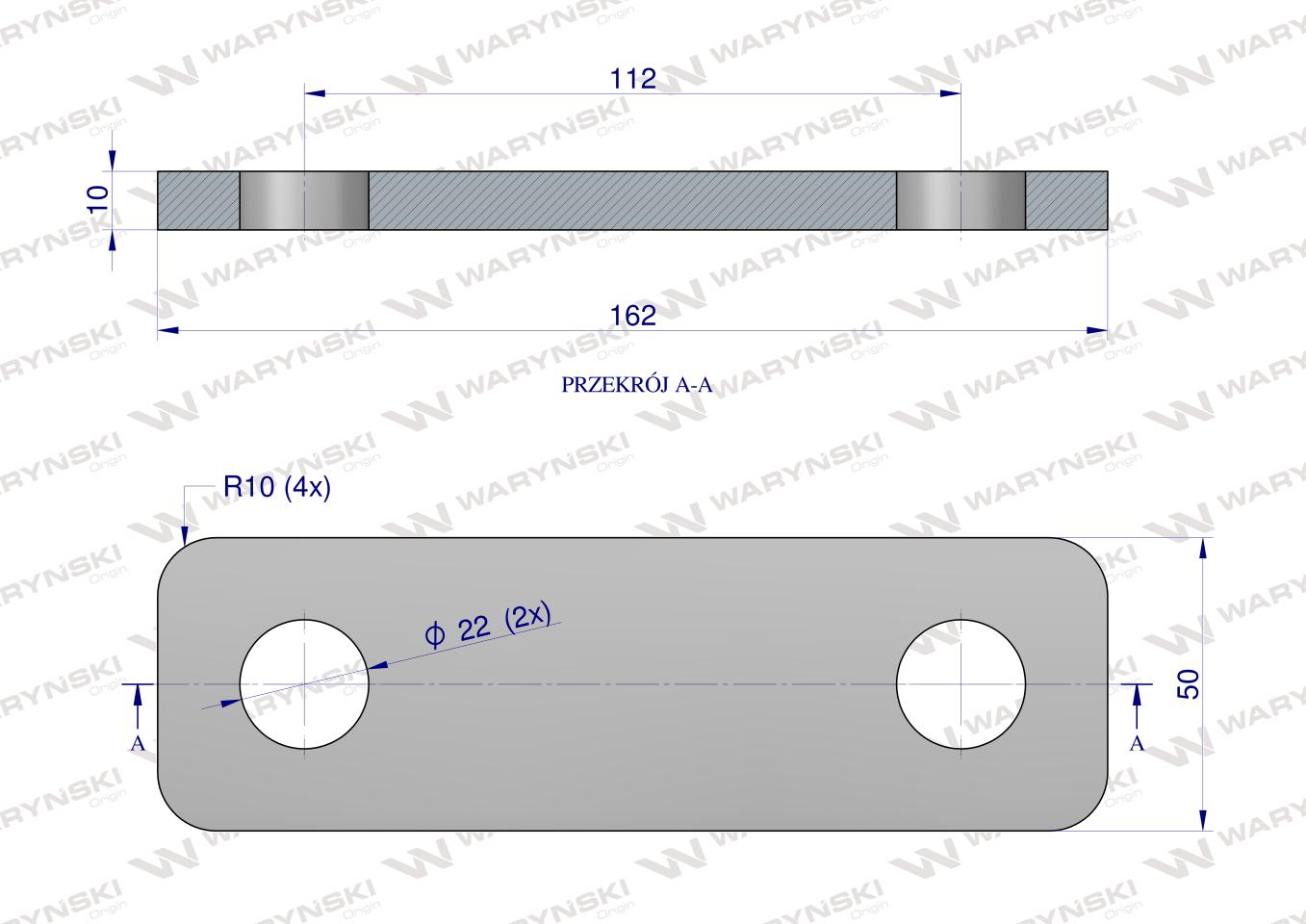 Płytka, dwuotworowa Jarzma M20 90, Waryński