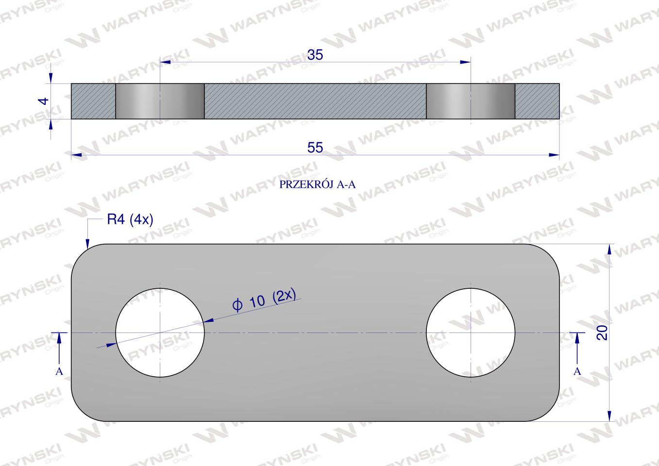 Płytka, dwuotworowa Jarzma M8 27, Waryński
