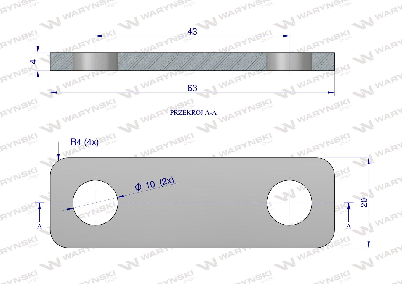 Płytka, dwuotworowa Jarzma M8 35, Waryński